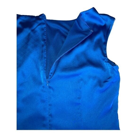 LAUREN RALPH LAUREN Blue Sating Midi Dress Size 10. - Picture 8 of 9